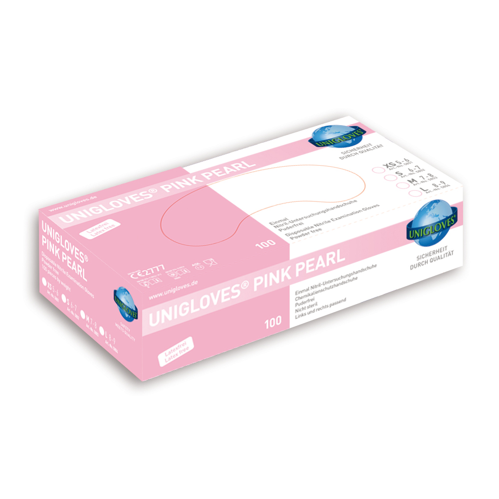 Nitril-handsker "Pink Pearl", u/pudder, str. S, 100 - Nitril - Nika Import Cosmetics